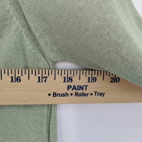 Moth V-Neck Lightweight Knit Sheer Long Sleeve Top Large Women Green - Picture 8 of 11